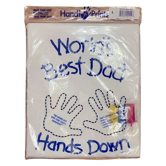 HandiPrints World's Best Dad T-Shirt Paint Kit Hand Prints (Large, White) NWT - Picture 5 of 6